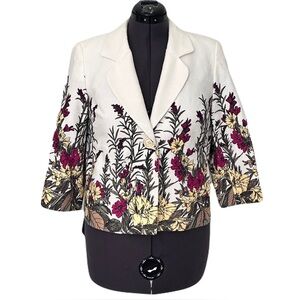 Orvis Multicolor Floral 3/4 Sleeve Blazer, Size 8